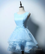 Cute Blue A Line Short Prom Dresses, Blue Evening Dresses