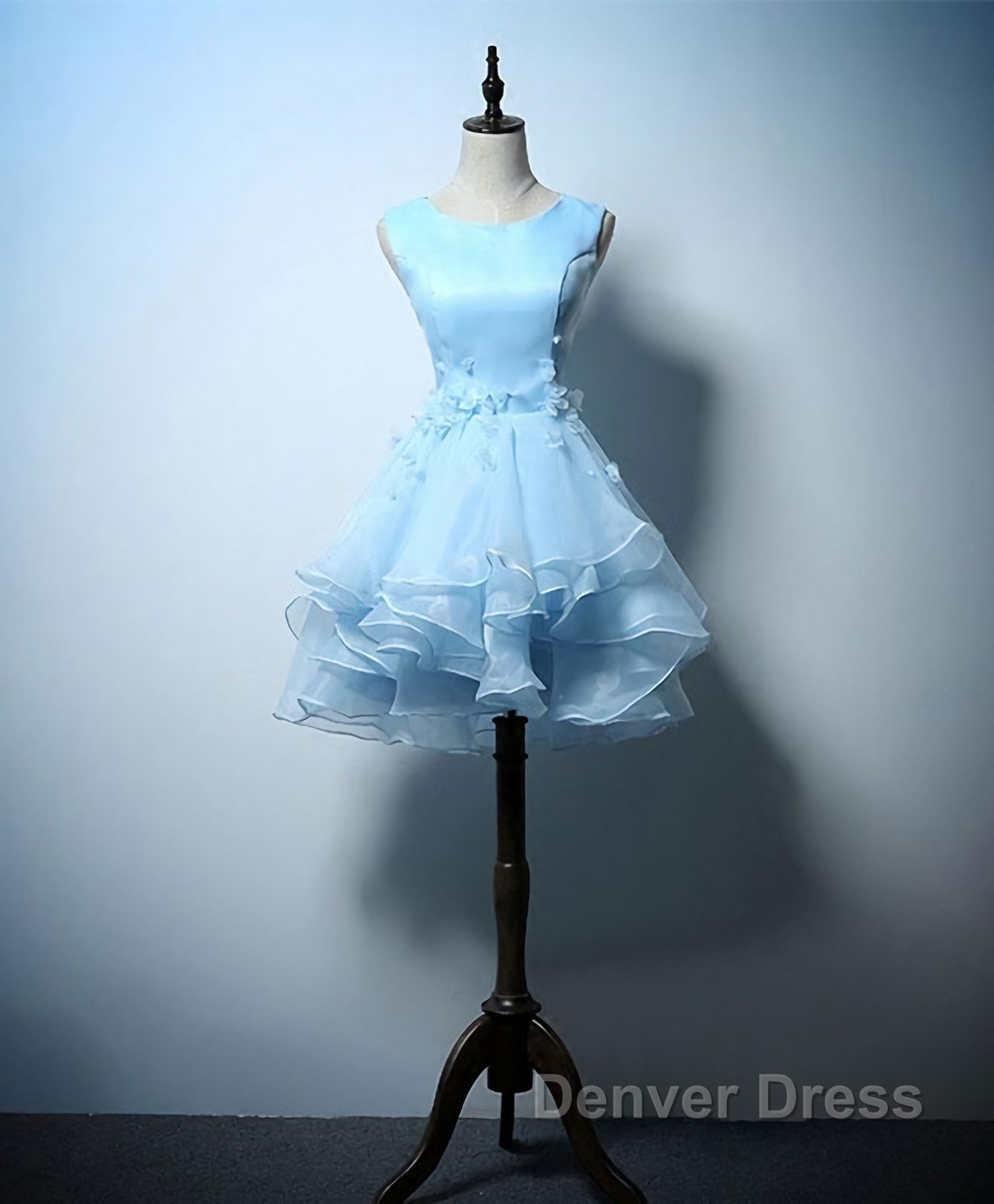 Cute Blue A Line Short Prom Dresses, Blue Evening Dresses