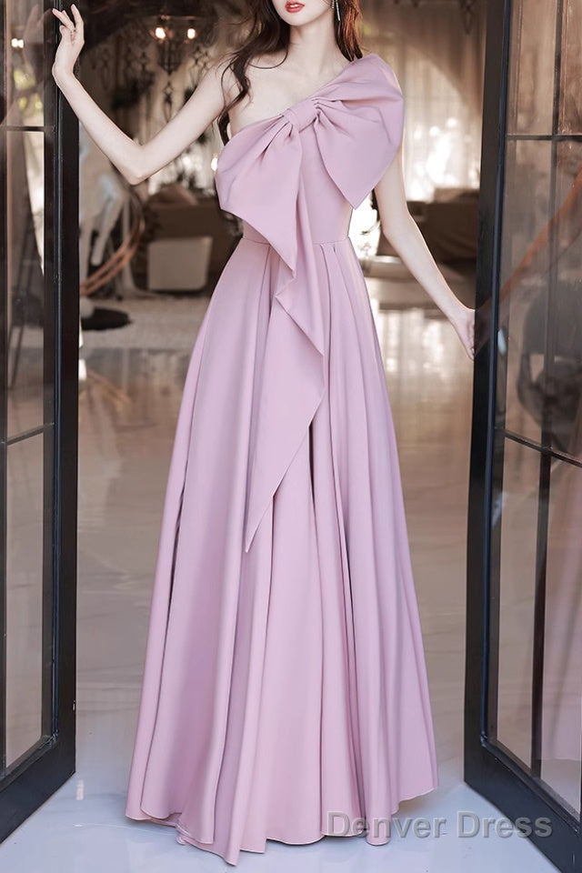 Pink A-Line Prom Dresses Sleeveless One-Shoulder Maxi Dress Main image