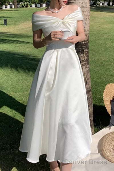 Summer Elegant Off-Shoulder Wedding White Dress Vintage A-Line Casual Midi Cocktail Dress Secondary image