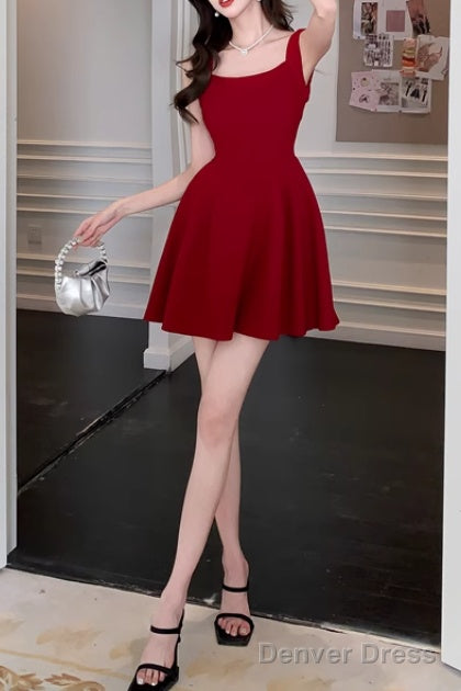 Summer Square Neck Homecoming Dress Backless Mini Dresses