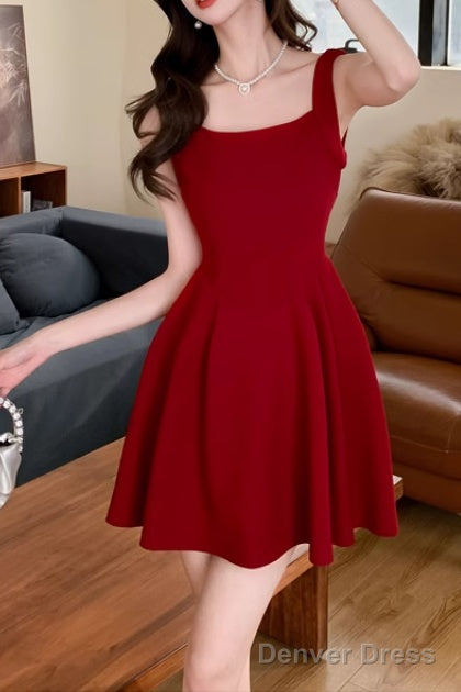 Summer Square Neck Homecoming Dress Backless Mini Dresses