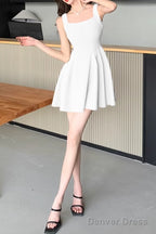 Summer Square Neck Homecoming Dress Backless Mini Dresses