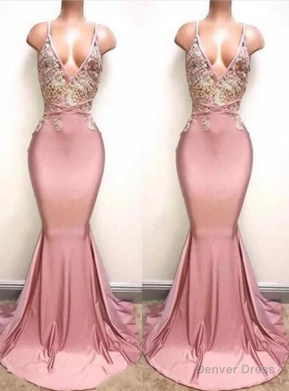 2025 V-neck Train Mermaid/Trumpet Lace Beaded Prom Dresses Main image
