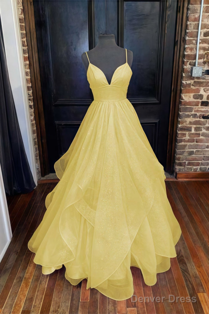 A Line Princess Sweetheart Sleeveless Long Floor Length Tulle Sparkling Prom Dresses