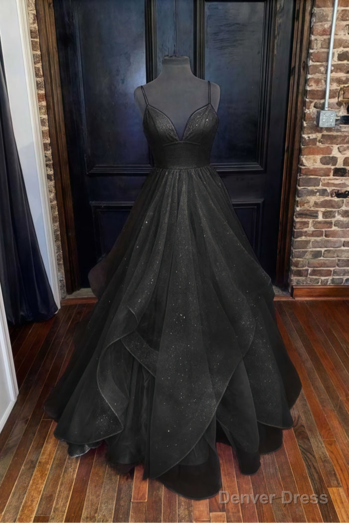 A-line Princess Sweetheart Sleeveless Long/Floor-Length Tulle Sparkling Prom Dresses