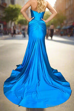 Sweetheart Satin Mermaid Long Prom Dresses