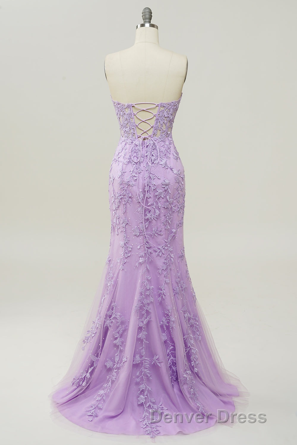 Coral Sweetheart Lace Up Long Mermaid Prom Dresses with Appliques