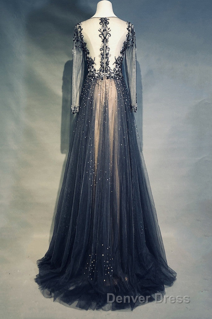 Luxury Long Sleeves V Neck Long Prom Dress Overskirt Mother Prom Dresses