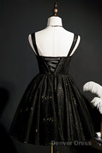 Elegant Sleeveless Tulle Sequins Short Homecoming Dresses