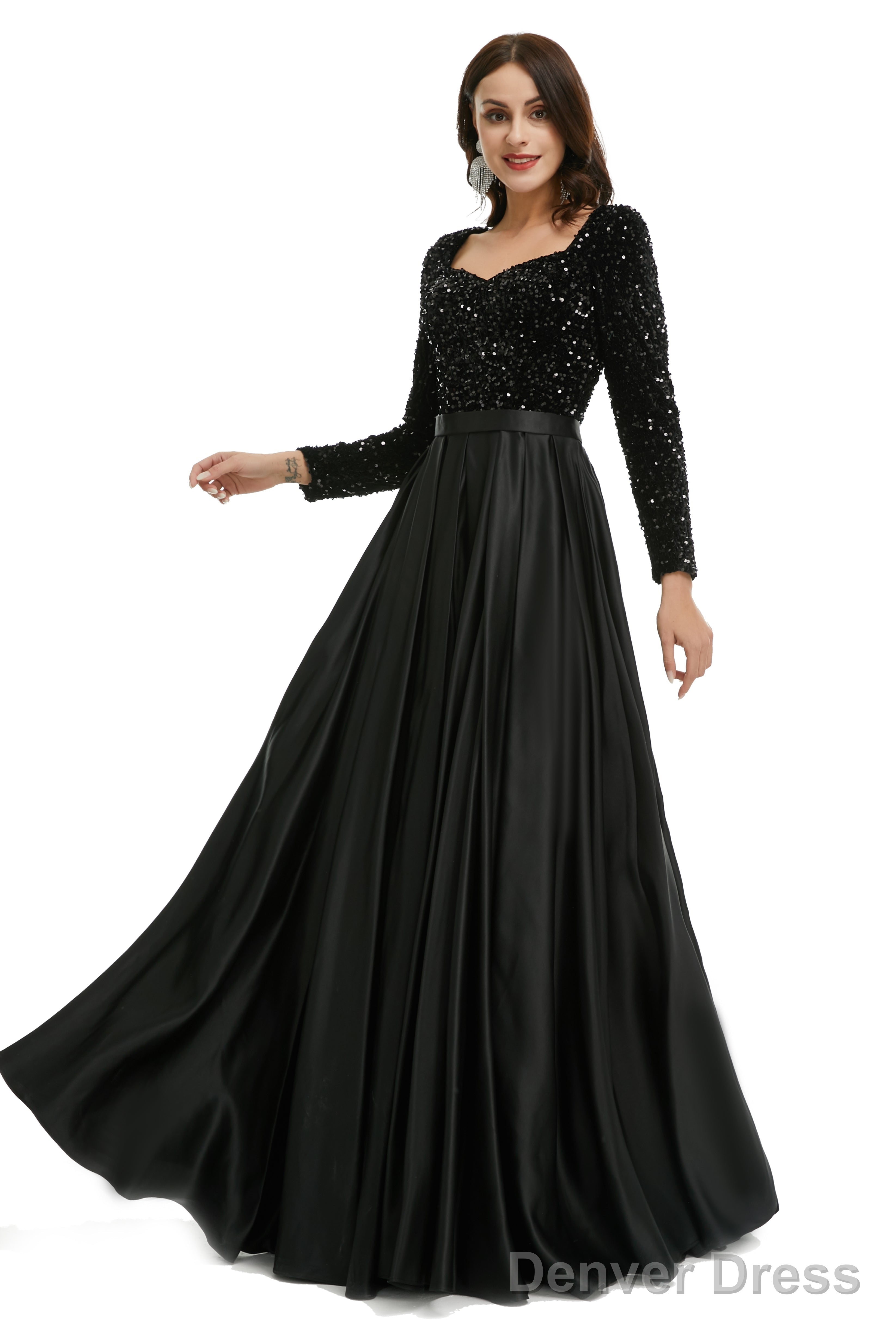 Lady Dresses Full Sleeve Prom Dresses V Neck Formal Gowns 2025 Floor Length Party Dress
