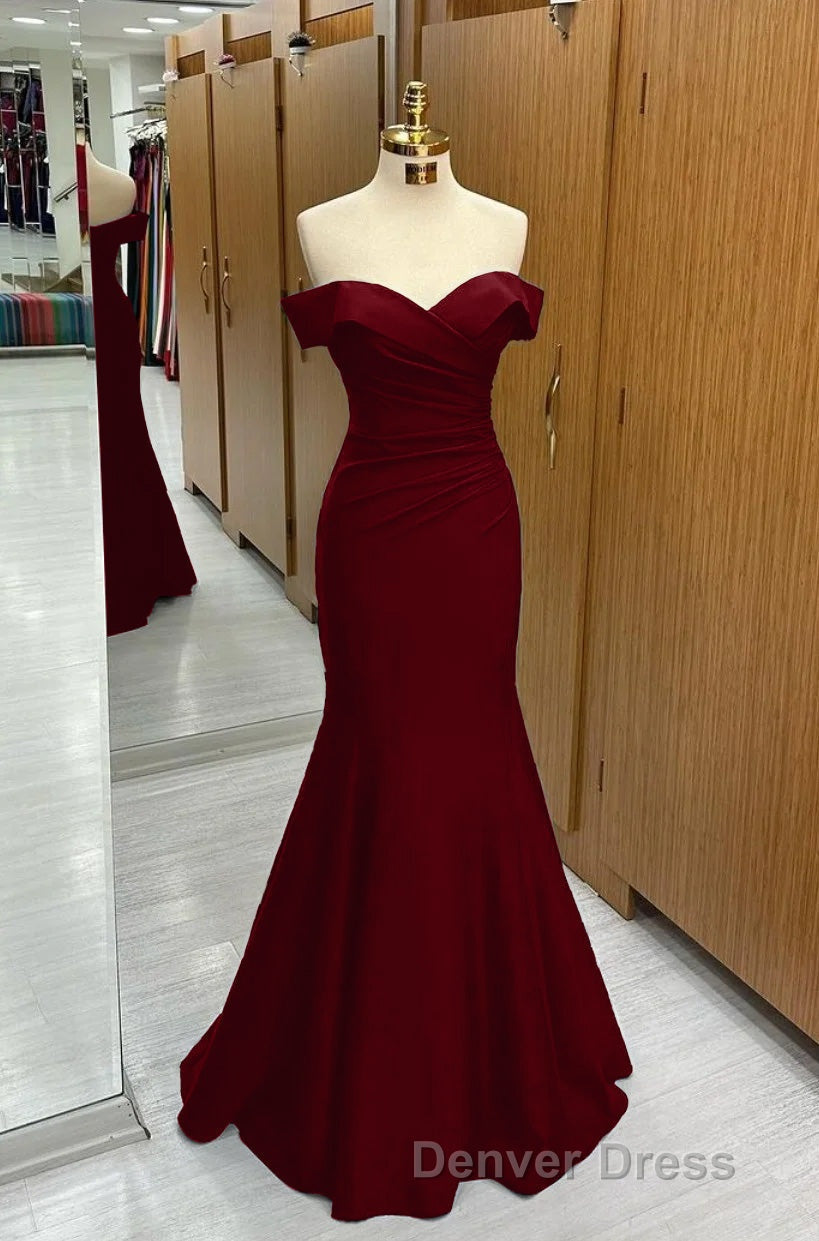 Long Navy Prom Dresses Mermaid Off The Shoulder Sweetheart Sleeveless
