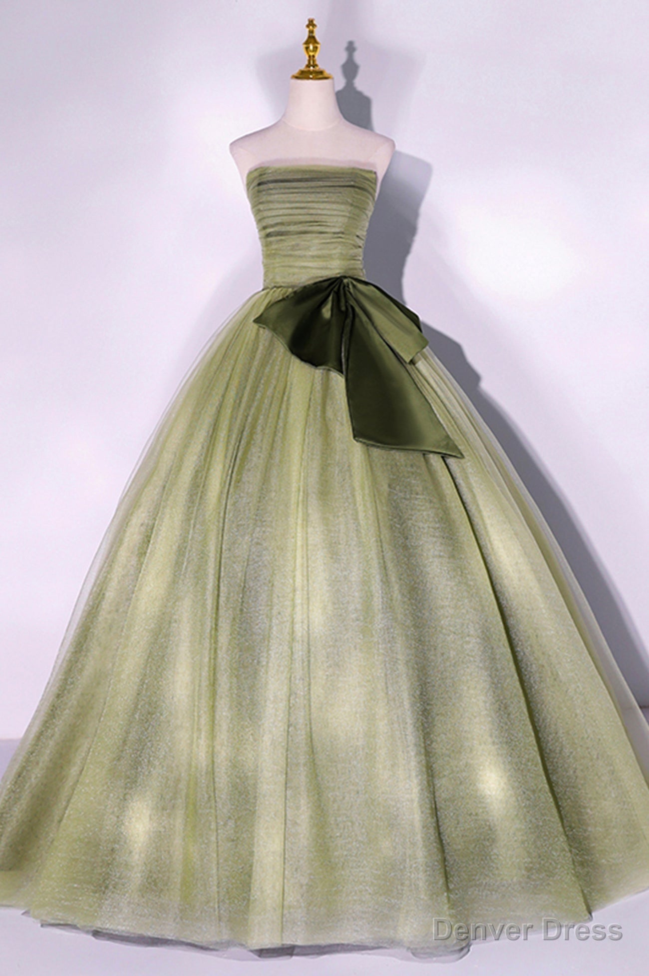 Green Strapless Tulle Long Formal Dress, A-Line Evening Party Dress Main image