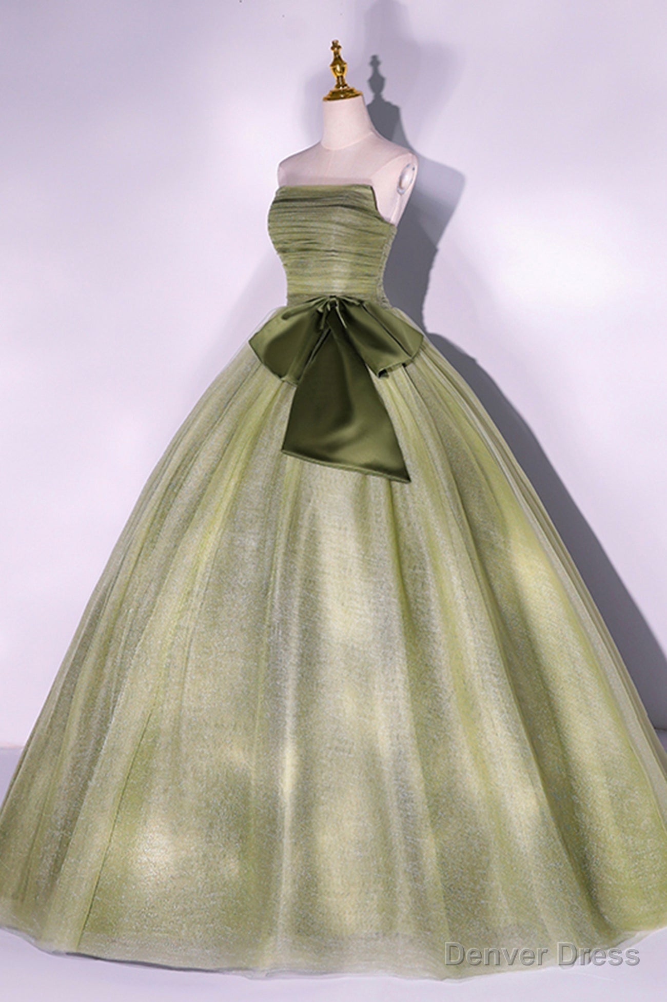 Green Strapless Tulle Long Formal Dress, A-Line Evening Party Dress Secondary image