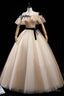 Champagne Tulle Long Prom Dress, A Line Princess Prom Dresses