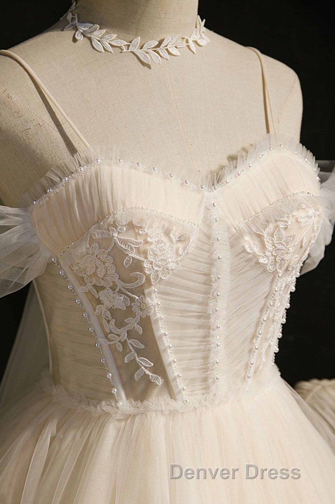 Cute Spaghetti Strap Lace Short Prom Dress, A Line Prom Dresses