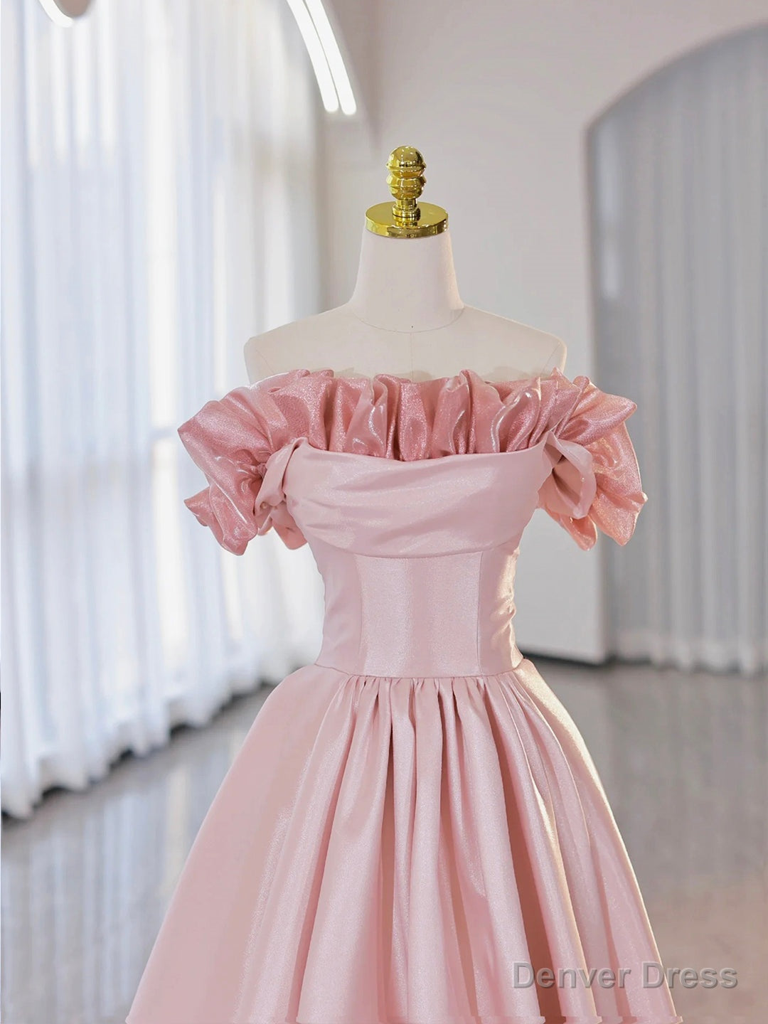 Off the Shoulder Satin Burgundy/Pink A-line Princess Dresses Secondary image