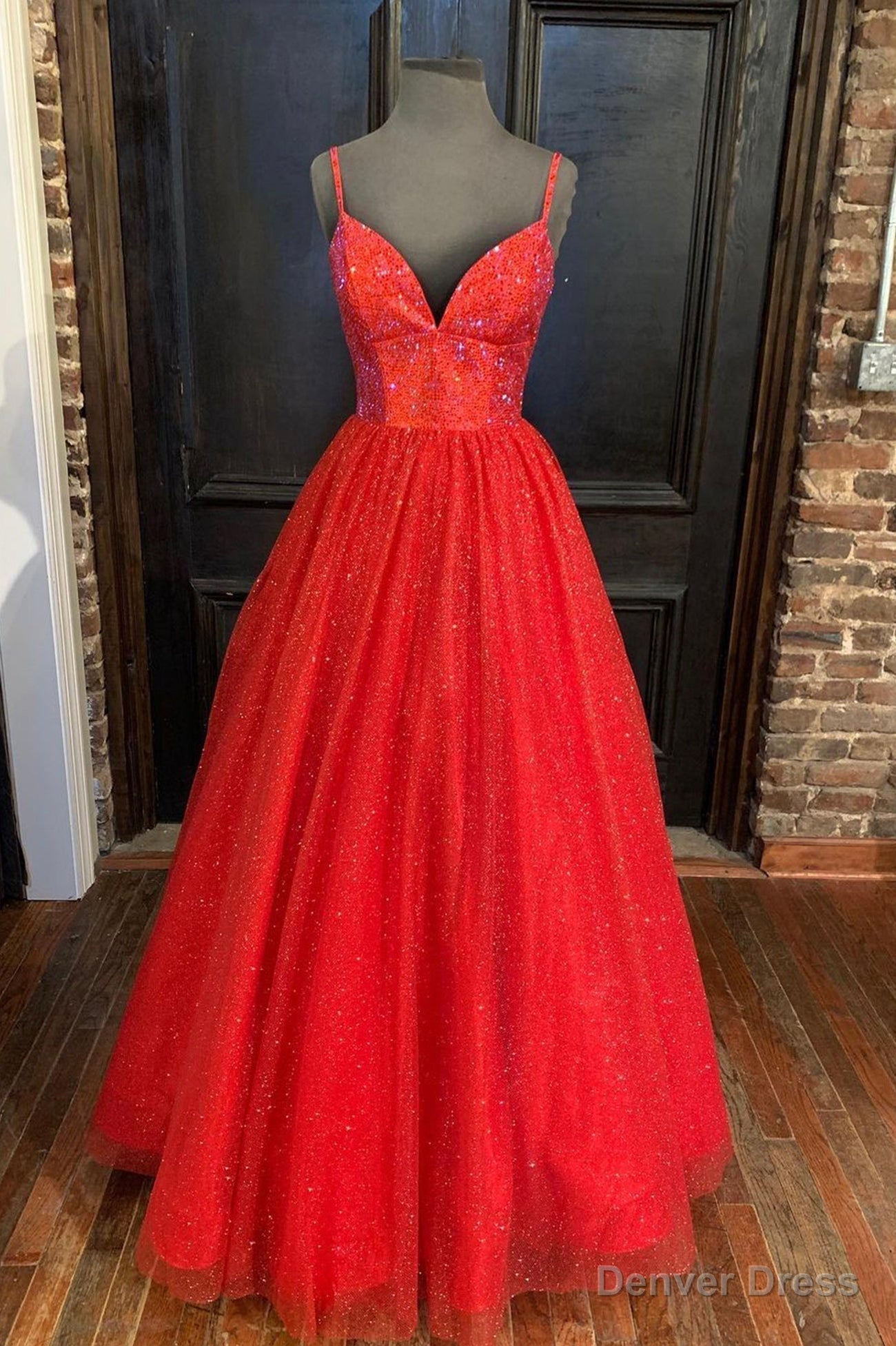 Red Tulle Beading Long Prom Dresses, A-Line Evening Party Dresses Main image