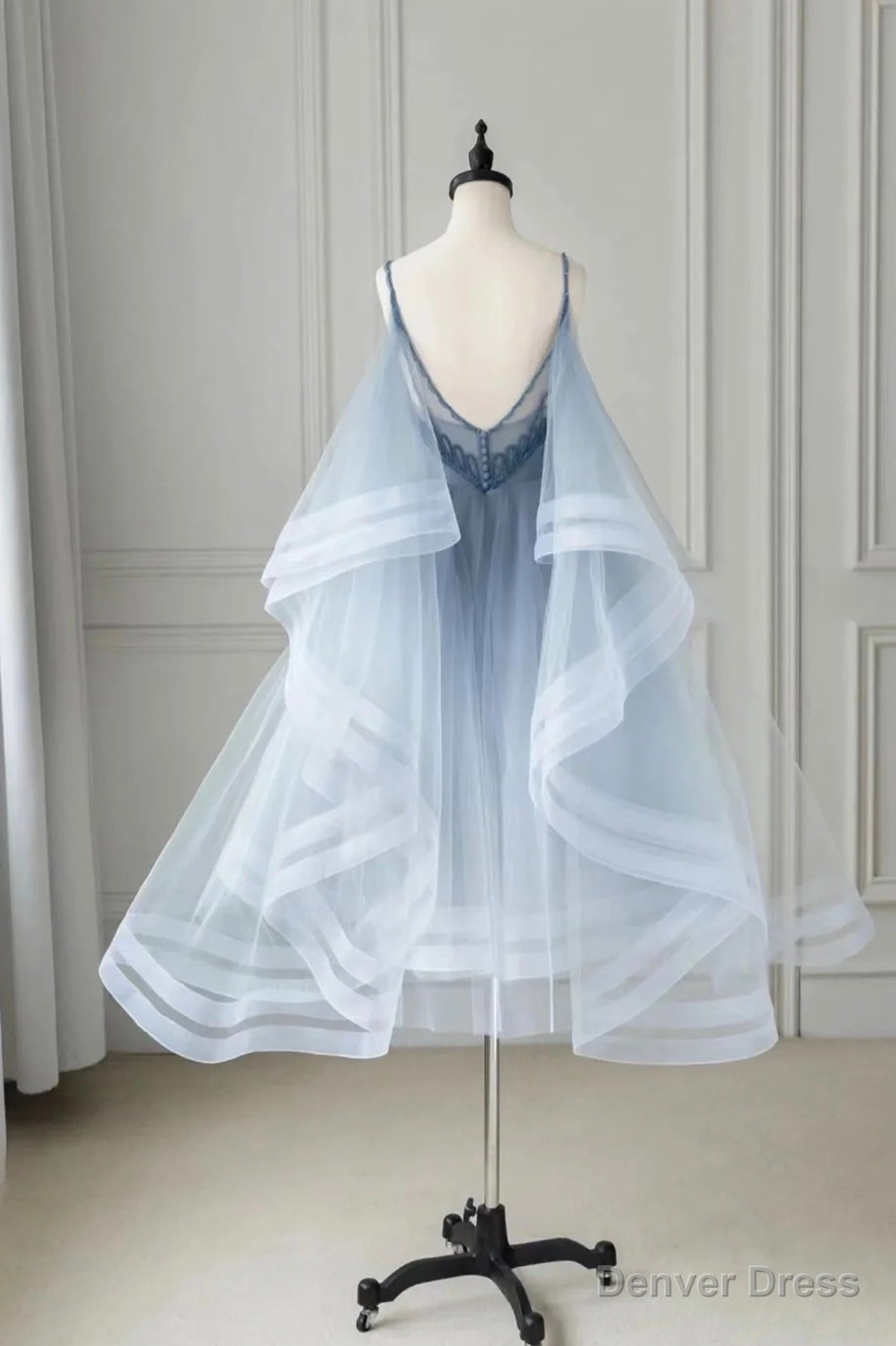 Cute V Neck Tulle Short Prom Dress, A Line Prom Homecoming Dresses Secondary image