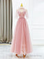 Pink Tulle Long Prom Dress with Beaded, Lovely A-Line Evening Dress