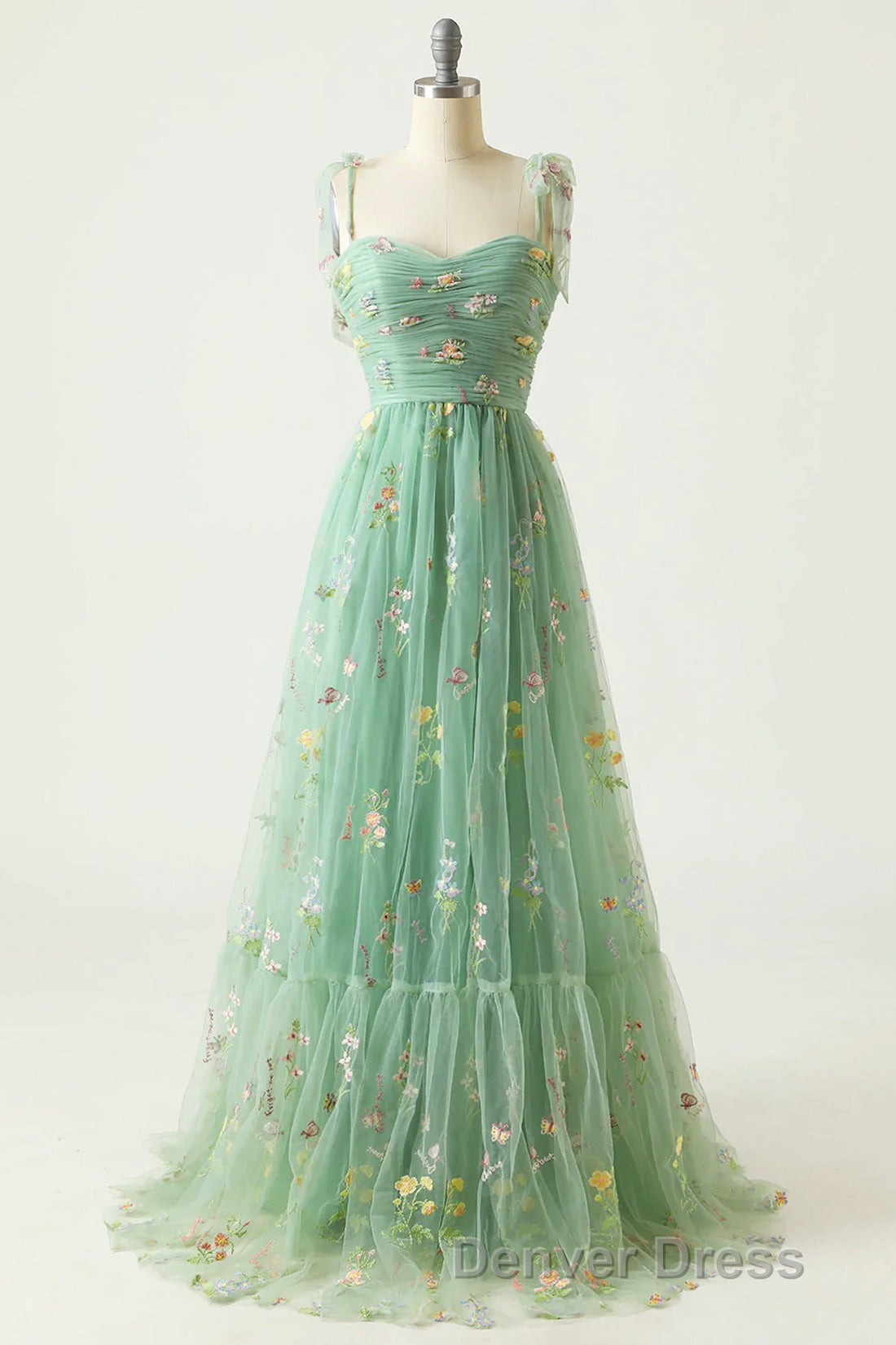Champagne Lovely Tulle Lace Long Prom Dress, Champagne Prom Dresses