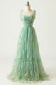 Champagne Lovely Tulle Lace Long Prom Dress, Champagne Prom Dresses