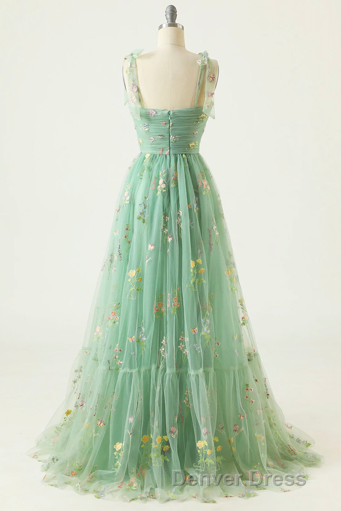 Champagne Lovely Tulle Lace Long Prom Dress, Champagne Prom Dresses