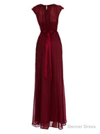Elegant Burgundy Long Chiffon Bridesmaid Dress Wedding Prom Dresses