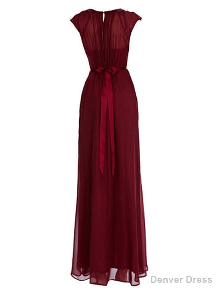 Elegant Burgundy Long Chiffon Bridesmaid Dress Wedding Prom Dresses