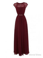 Elegant Burgundy Long Chiffon Bridesmaid Dress Wedding Prom Dresses