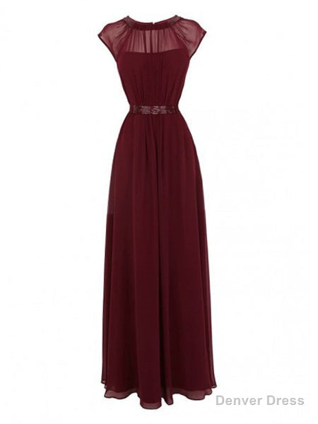 Elegant Burgundy Long Chiffon Bridesmaid Dress Wedding Prom Dresses