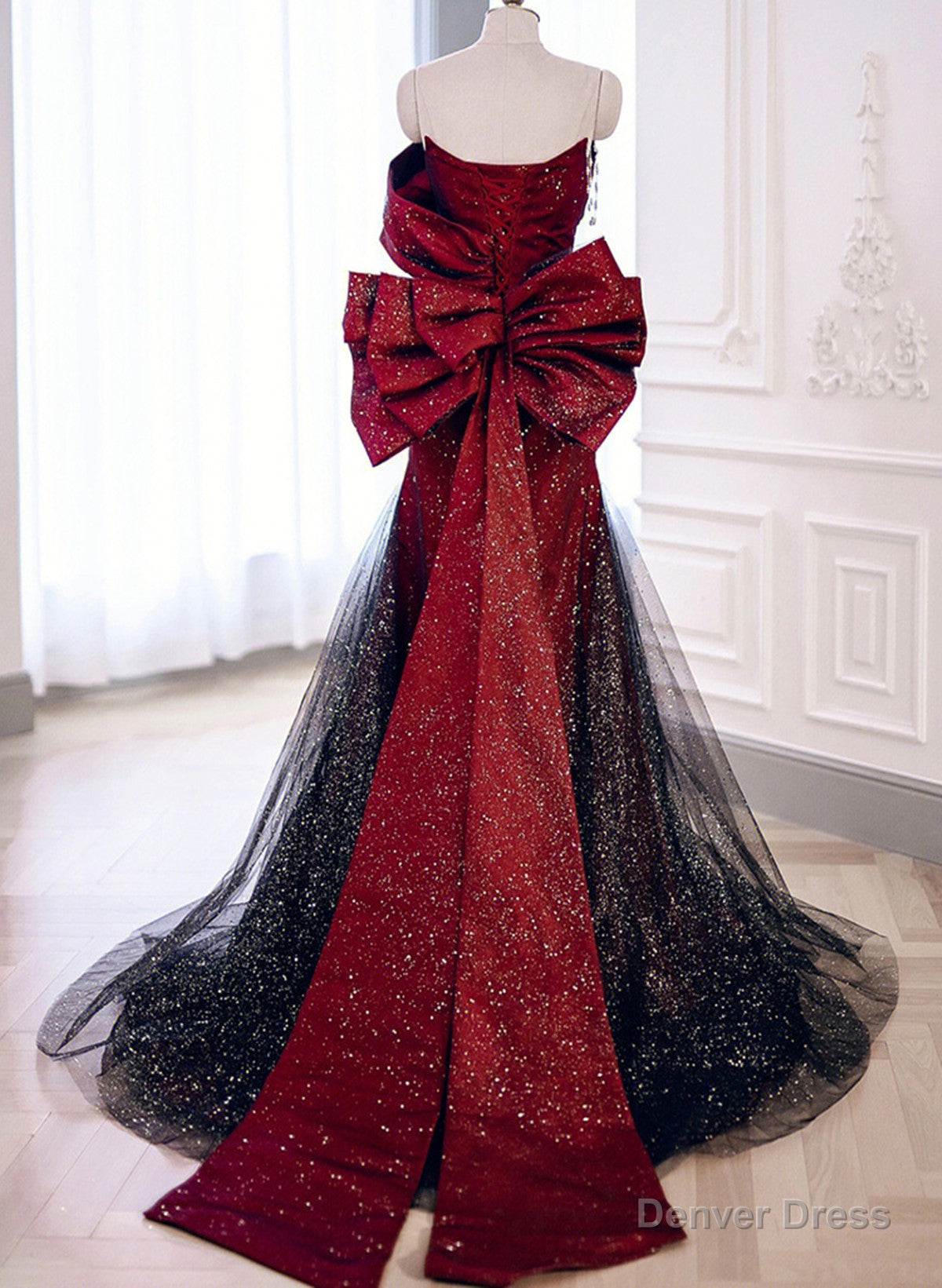Elegant Black And Red Sweetheart Mermaid Long Prom Dress, Black And Red Prom Dresses