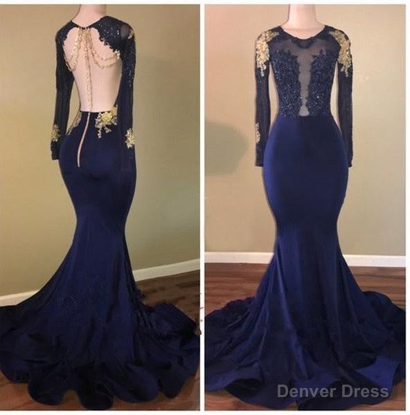 2025 Long Sleeves Backless Prom Dresses