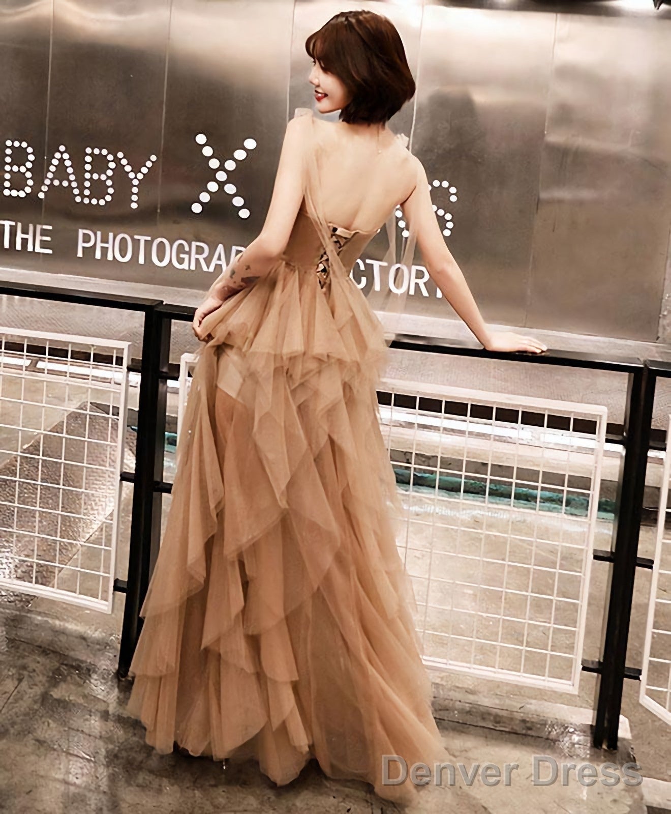 Champagne Tulle Long Prom Dress Champagne Prom Dresses 1