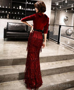 Burgundy Mermaid Long Prom Dress Burgundy Prom Dresses