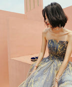 Unique Tulle Lace Long Prom Dress Tulle Prom Dresses