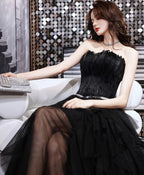Black Tulle Long Prom Dress, Black Tulle Prom Dresses