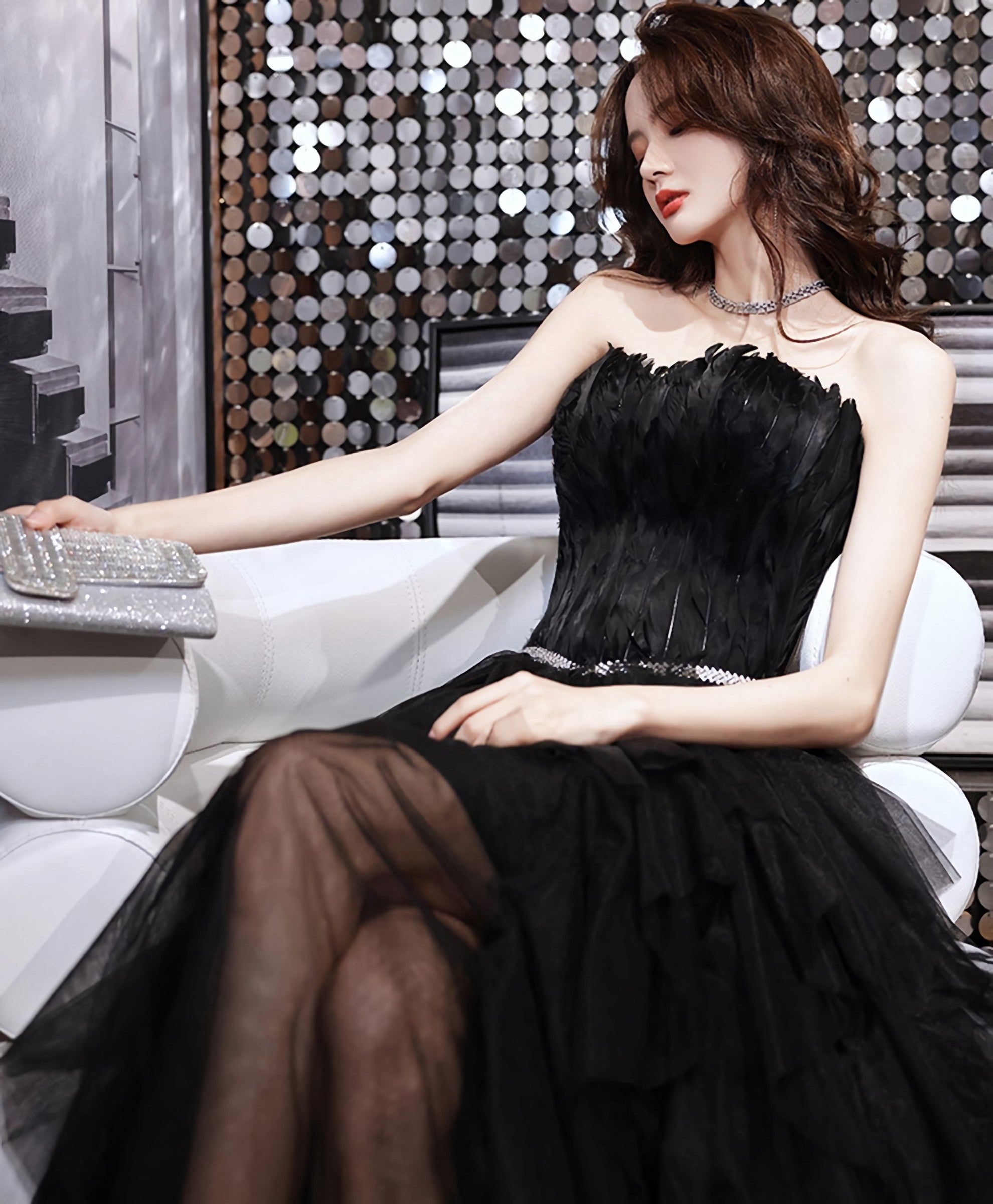 Black Tulle Long Prom Dress, Black Tulle Prom Dresses
