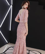 Pink Mermaid Long Prom Dress Pink Prom Dresses