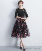 Black Lace Tulle Short Prom Dress Black Lace Bridesmaid Dresses