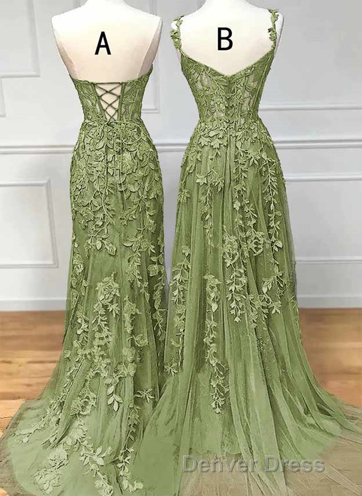 Lovely Sage Green Tulle With Lace Long Formal Dresses, Sweetheart Prom Dresses