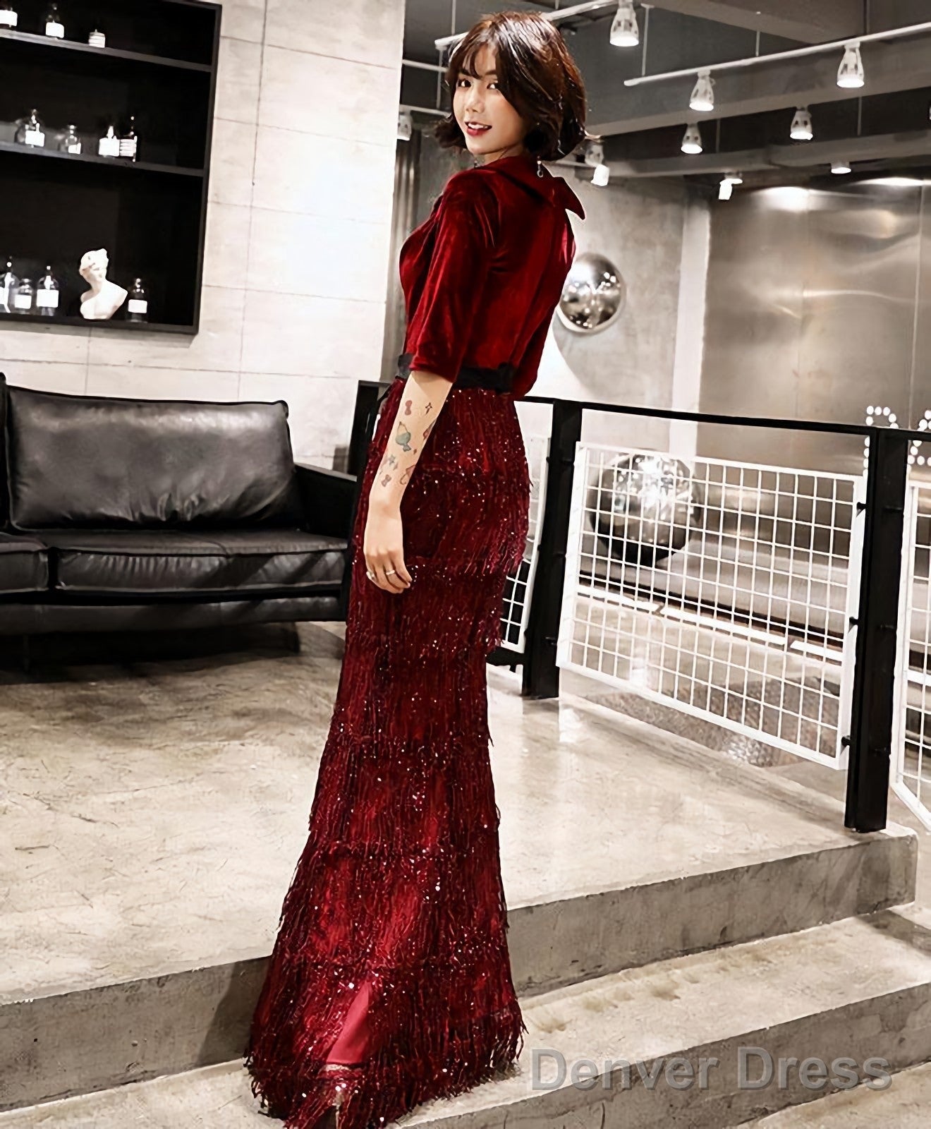 Burgundy Mermaid Long Prom Dress Burgundy Prom Dresses