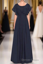 Black Chiffon Twist Front Ruffled Long Bridesmaid Dresses