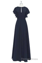Black Chiffon Twist Front Ruffled Long Bridesmaid Dresses