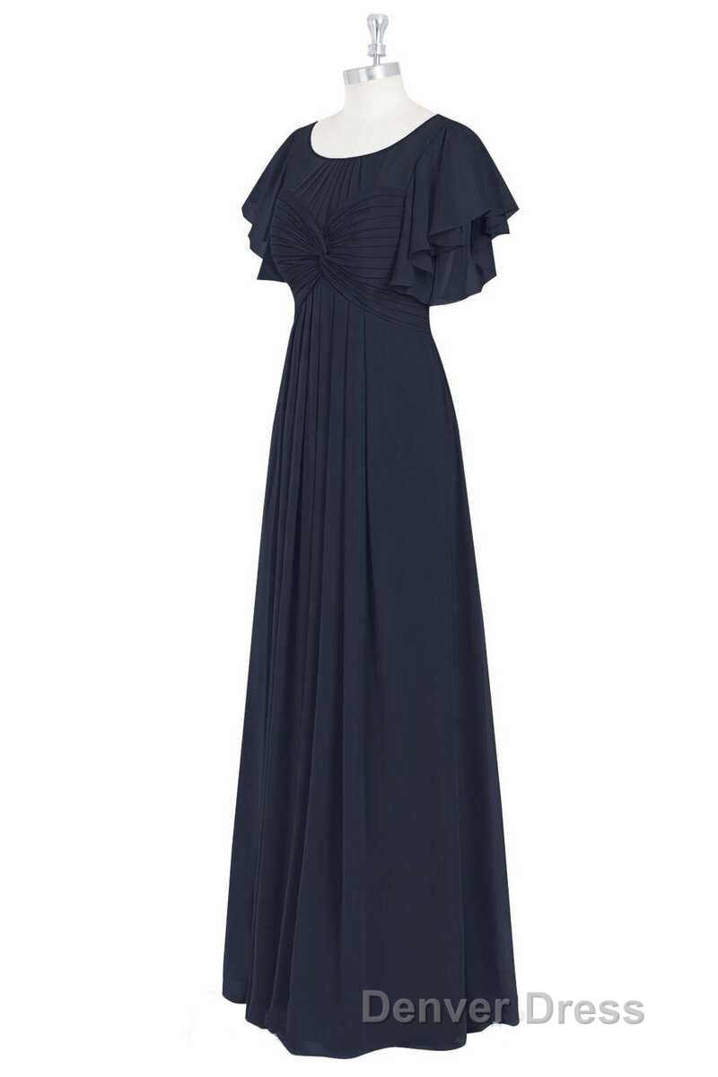Black Chiffon Twist Front Ruffled Long Bridesmaid Dresses Secondary image