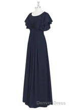 Black Chiffon Twist Front Ruffled Long Bridesmaid Dresses