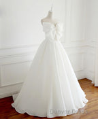 White Sweetheart Long Prom Dresses, White Formal Dresses