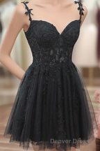Black Short Sweetheart Tulle Homecoming Dresses, Black Short Prom Dresses Party Dresses