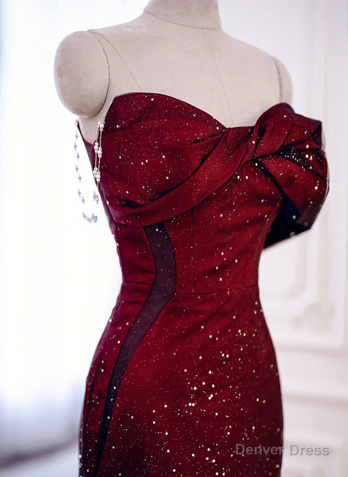 Elegant Black And Red Sweetheart Mermaid Long Prom Dress, Black And Red Prom Dresses