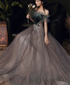 Green Tulle Sequin Long Prom Dress Green Prom Dresses